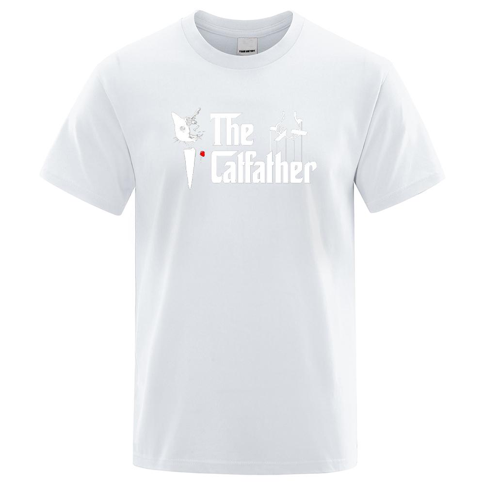 The Catfather Cat Cool Printing Man Tshirt Casual Comfortable T-Shirt Fashion Vintage Tee Shirts Oversized Casual T Shirts Men's