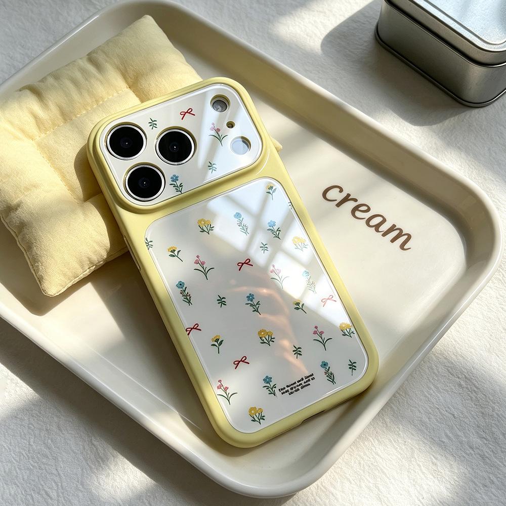 Fresh flowers are suitable for 17pro niche iPhone17Pro premium sense 16 mobile phone case Apple 17 imitation glass woman