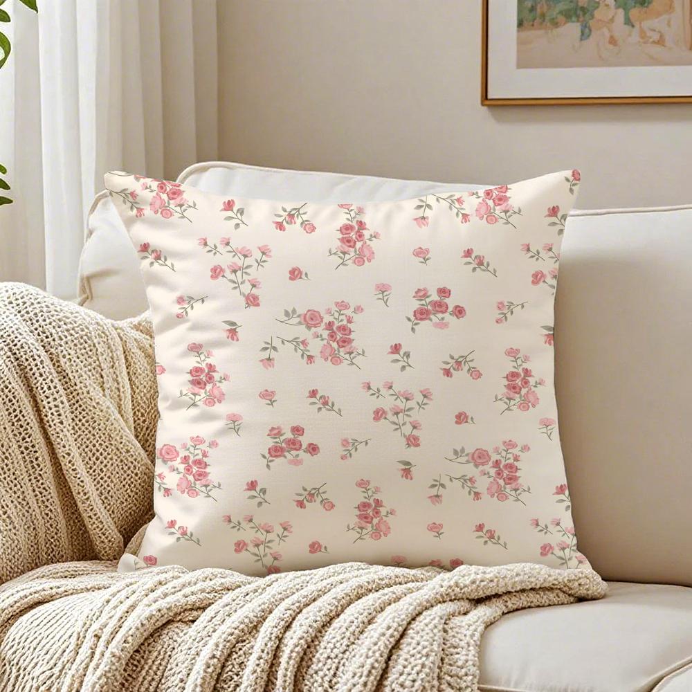 Elegant Flowers With Artistic Patterns Cushion Cover Pillowcase Anti-Dustmite Living Room Sofa Decor Cushion Room