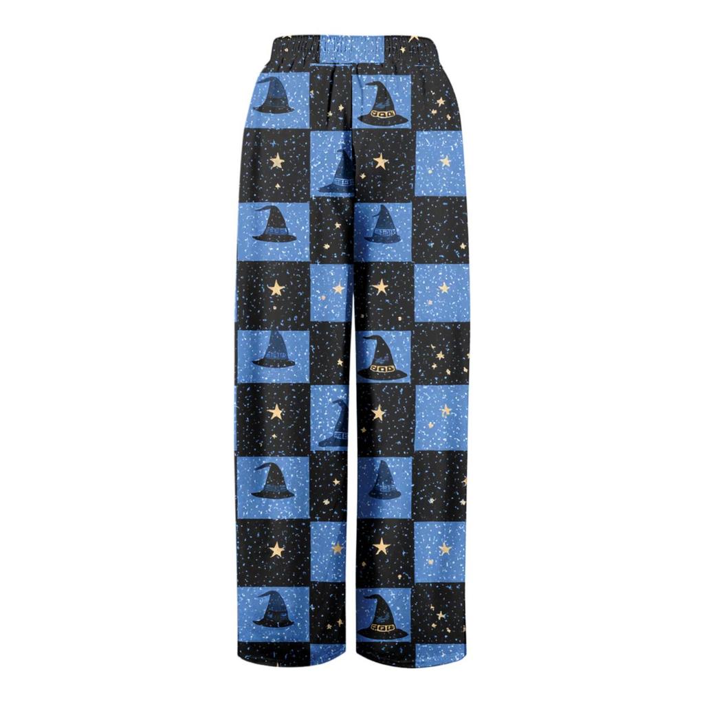 Women's Casual Wide Leg Pants Stretch Belt Pocket  Print Adjustable Tie Pants