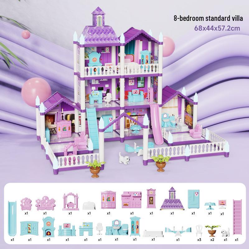 Cross-Border Princess Castle Dollhouse for Girls, Pretend Play Toy, Birthday Gift for Ages 3 and Up