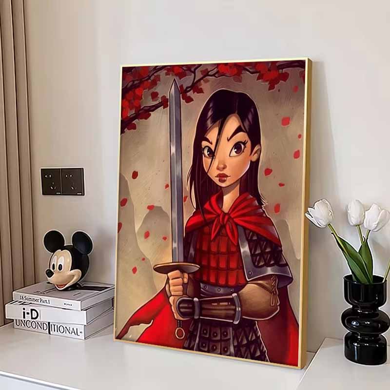 Disney Diamond Painting Mulan Themed Art Painting Illustration Cartoon 5D Diamond Cross Stitch Mosaic Home Decoration Gift