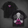Jujutsu Kaisen Sukuna Grafik-T-Shirt | Vintage-gewaschenes Anime Streetwear Oversized-Shirt