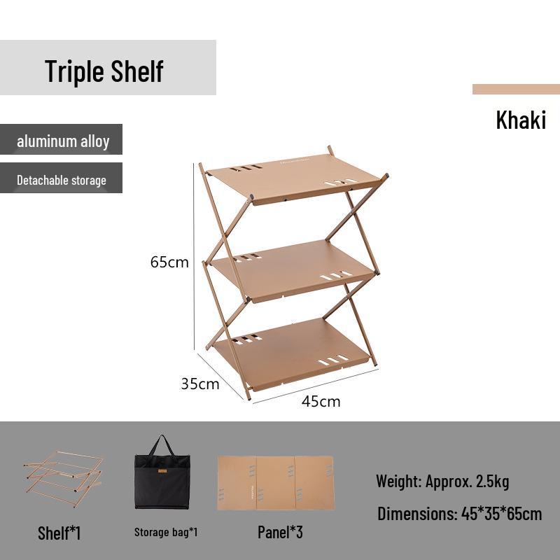 Mountain Outdoor Foldable Aluminum Camping Storage Rack & Table
