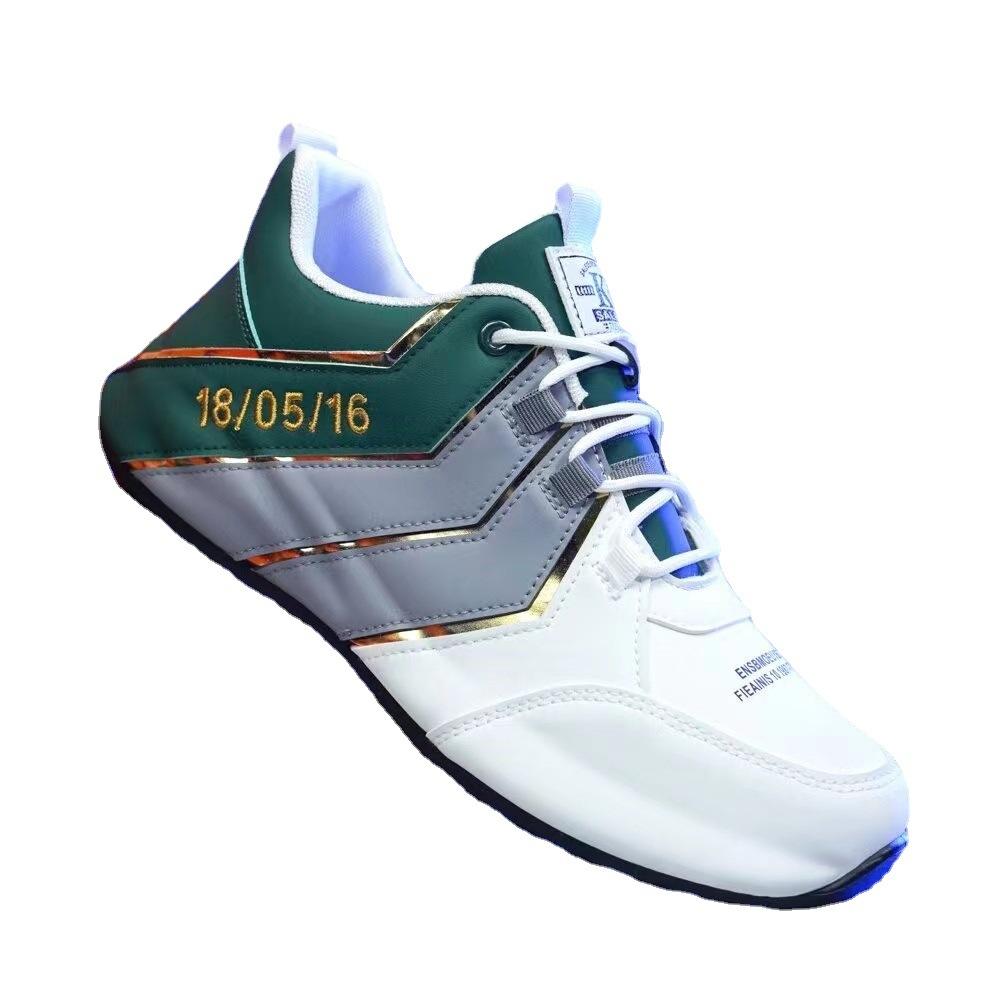 2024 New Soft Leather Comfortable Handmade Shoes Low Top Lace-up Shoes Green White Fashion Sneakers Running Leather Shoes