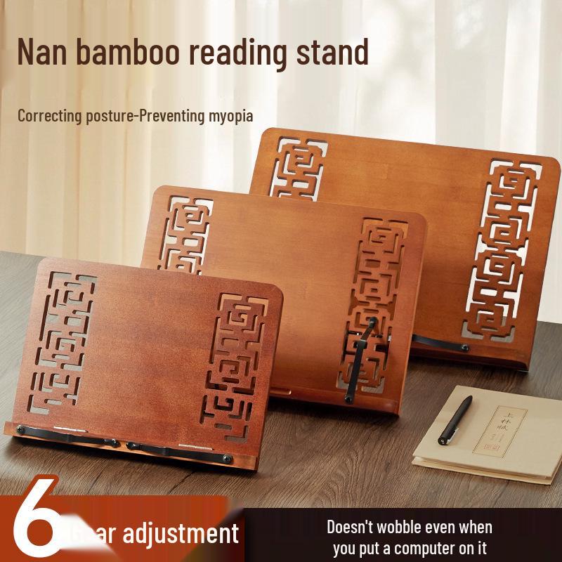 Bamboo Bookshelf & Tablet Stand for Calligraphy and Reading