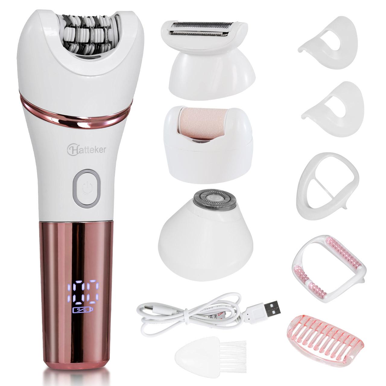 

Эпилятор HATTEKER для женщин Beauty Satinelle Essential Compact Hair Removal 4 в 1 Hand Leg Подмышки Бикини Триммер Безболезненный Водонепроницаемый
