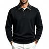 Men Patchwork Collar Sweatshirt Long Sleeve Button Pullover Tops Autumn Winter Casual Loose Fit Men's Sweatshirts Daily Male Clothing