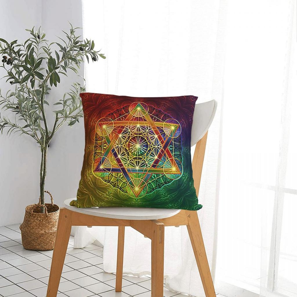 Federa Cuscino Quadrata Metatron's Cube Con Merkabah E Fiore Della Vita Copricuscino Copricuscino Cuscino Decorativo Per Divano Di Casa