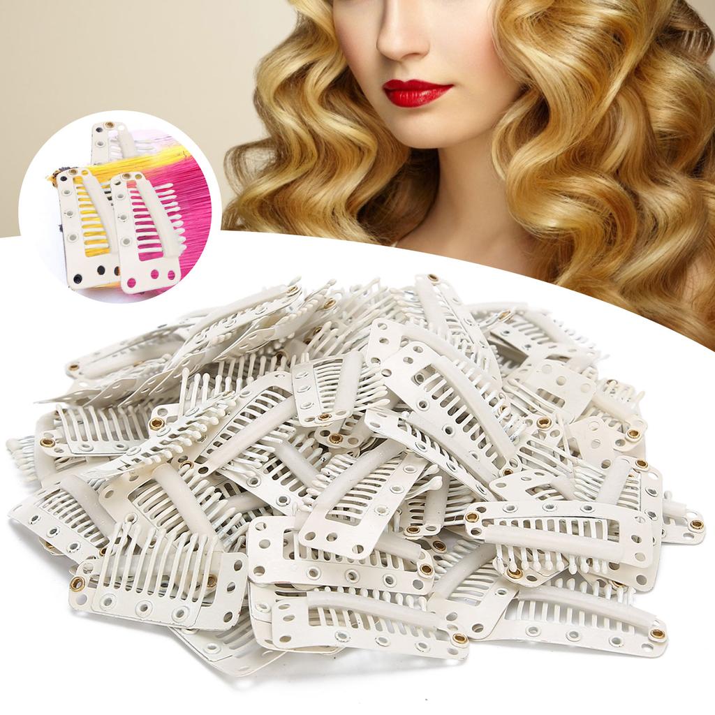100pcs 10 Teeth Wig Clip Stainless Steel   Hairpiece Snap Clip for Hair Extension