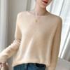 Elegant One-Shoulder Mulberry Silk Cashmere Sweater for Women - Slimming Autumn/Winter Knit Base Layer