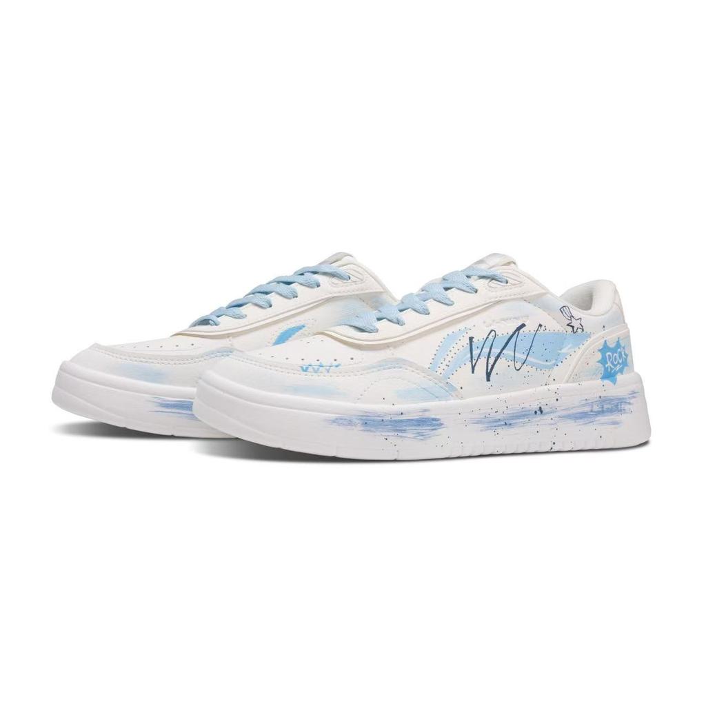 Li Ning Sourdough Waterproof Quick Dry Low top Skateboard Shoes Women's White Blue AGCU112-6(Team635-ROCK)