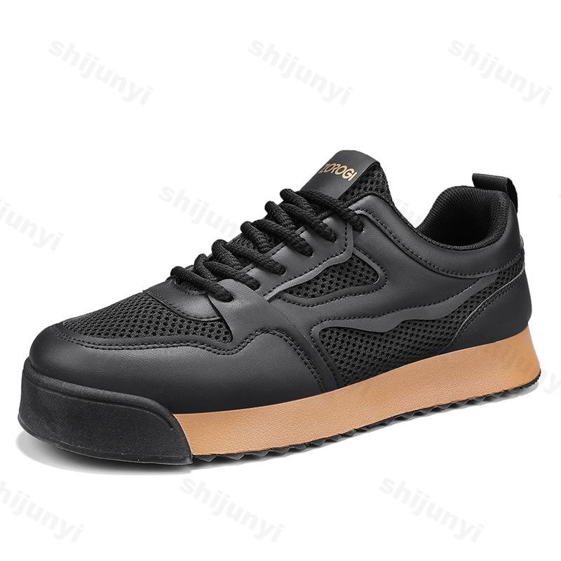 

Fashion Men s Shoes 2025 New Spring Casual Flat Shoes Mesh Breathable Thick Sole Increased Height Comfortable Fashion Chunky sneakers 39 чёрный