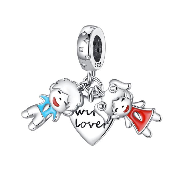 New 925 Sterling Silver Red Color Series Heart Shape Charms Beads Lucky Jewelry Gifts