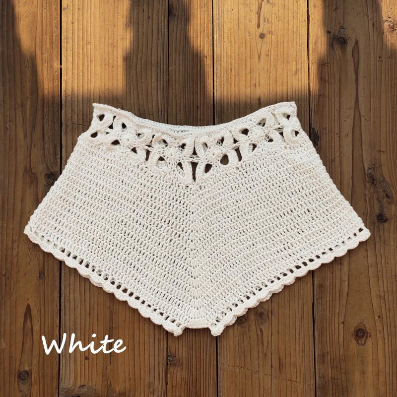 Handgehäkeltes Bikini- und Badeshorts-Set Medium weiß