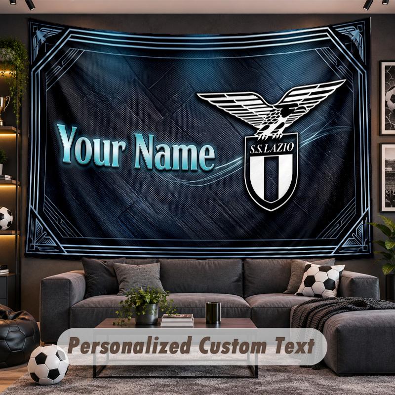 Lazio FC Personalized Tapestry Support Custom Name, Wall Art Home Decoration