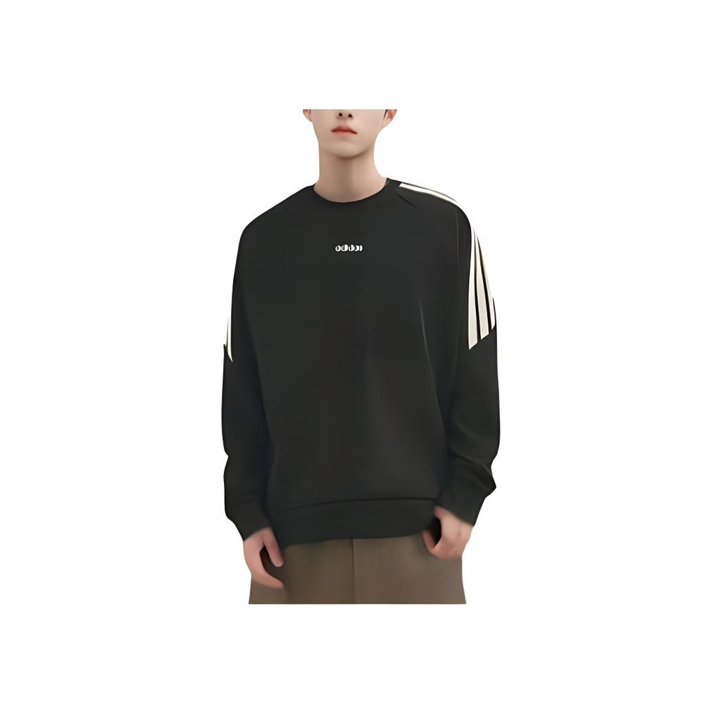 Adidas Striped Crew Neck Comfortable Long Sleeve College Sweatshirt Men sweatshirt Black KA2562