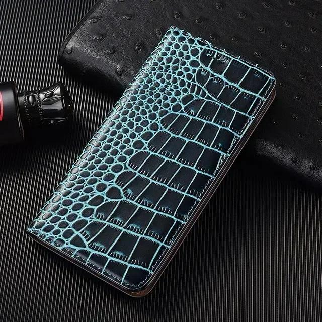 Custodie Per SAMSUNG Galaxy S24 S23 S22 S21 S20 Plus Ultra FE 5G Custodia a Libro Coccodrillo Vera Pelle di Mucca Coperture Portafoglio Magnetiche