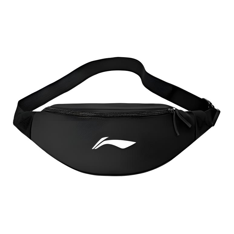 Li Ning Polyester Crossbody Bag, Fanny Pack Unisex Black ABLV093