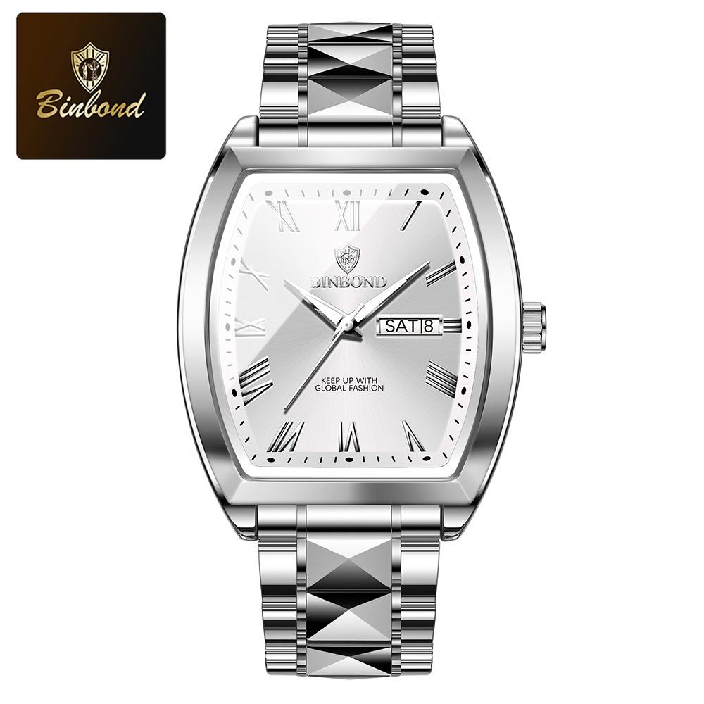 Barrel-shaped men's watches men's high-end business men's watches in the elderly waterproof luminous ten