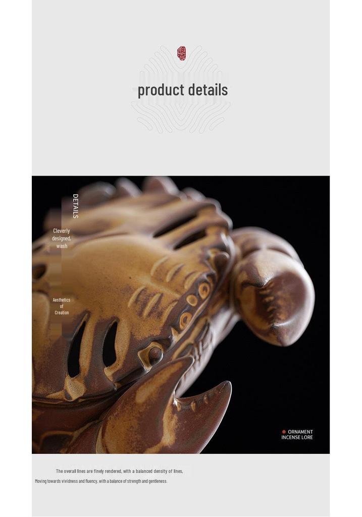 Crab-Shaped Ceramic Incense Burner - Antique-Style Indoor Home Decoration and Mosquito Repellent.