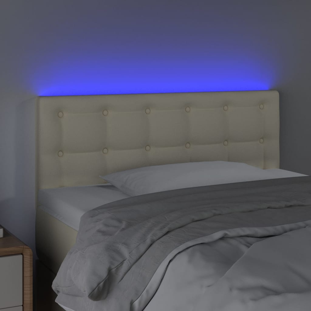 Vidaxl Zagłówek Do Łóżka Z Led, Kremowy, 90X5X78/88 Cm, Sztuczna Skóra