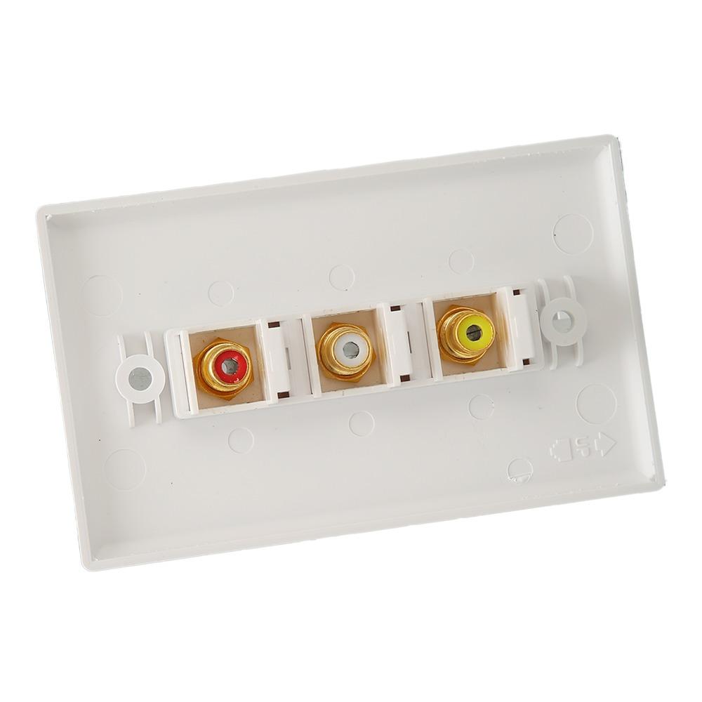 Multipurpose 3RCA Female Connector Wall Plate  Subwoofer Audio Port