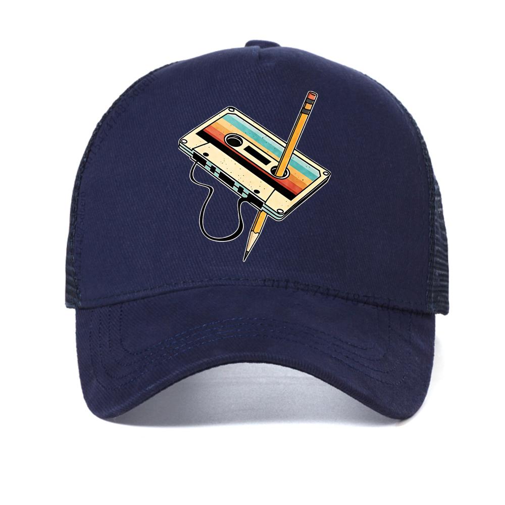 80s Cassette Tape Dad Cap Retro Music Adjustable Hat Vintage Design Unisex breathable Baseball Cap Casual Outdoor mesh sun Hat