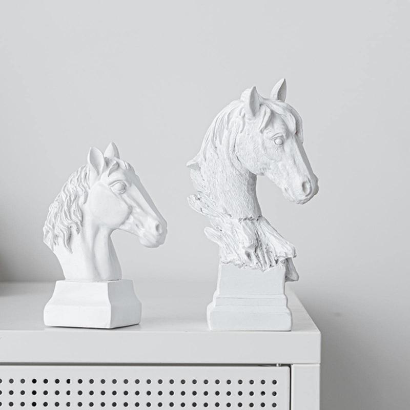 Horse Head Statue Ornament Horse Animal Sculptures Horse Figurines Decorative Objects for Home Office Bookshelf Table