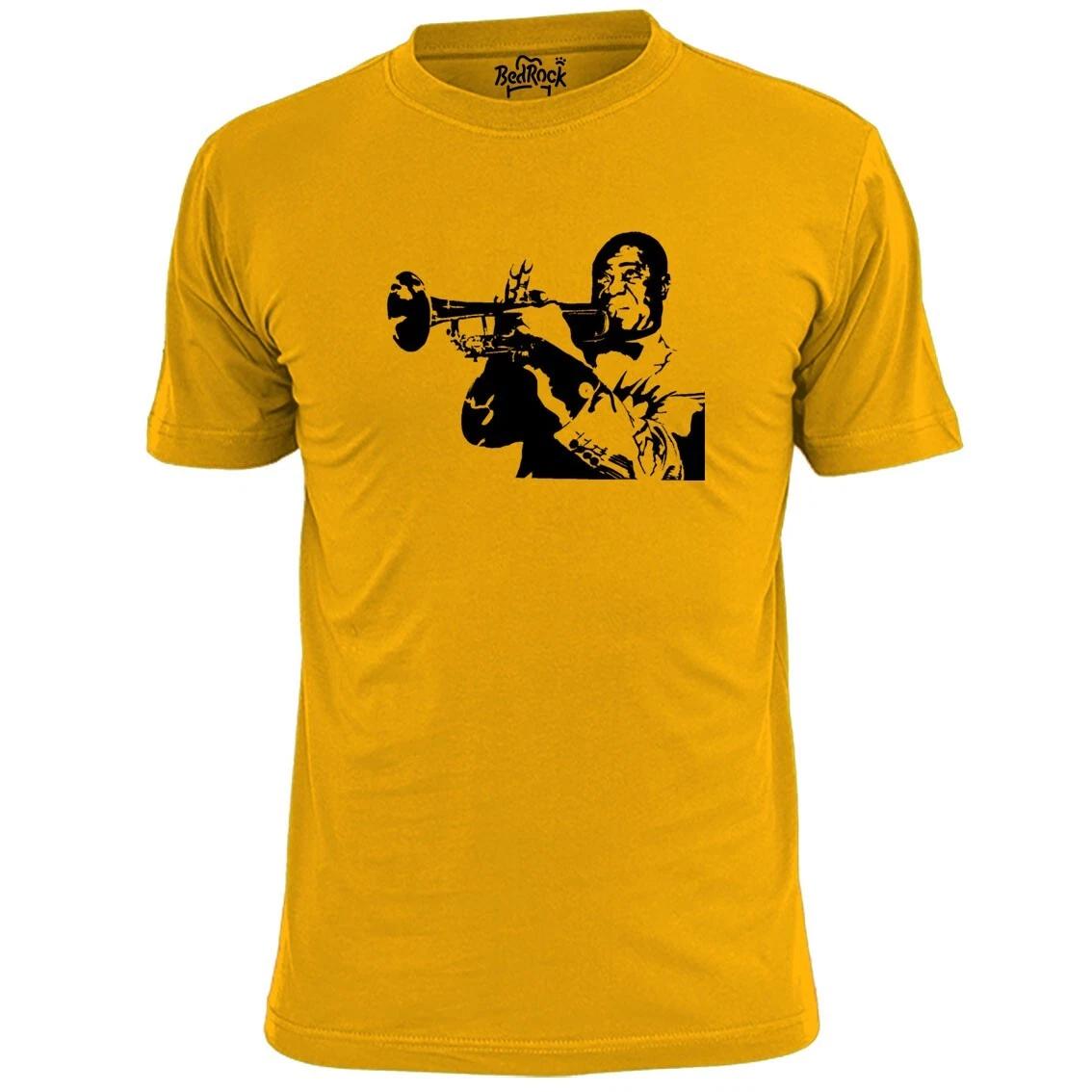 

Mens Louis Armstrong Stencil Jazz T shirt Satchmo Trumpet 2XL