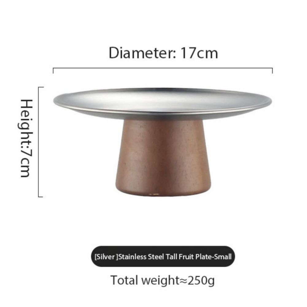 

Stainless Steel High-Leg Tray Storge Display Rack Plate Wooden Base