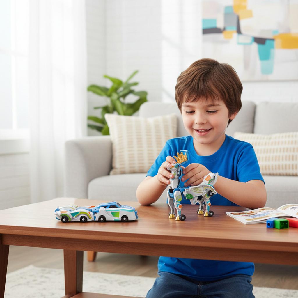 2-in-1 Collision Transforming Dinosaur Car Multi-Jointed Articulation Transforming Car Robot Toy for Kids Boys & Girls
