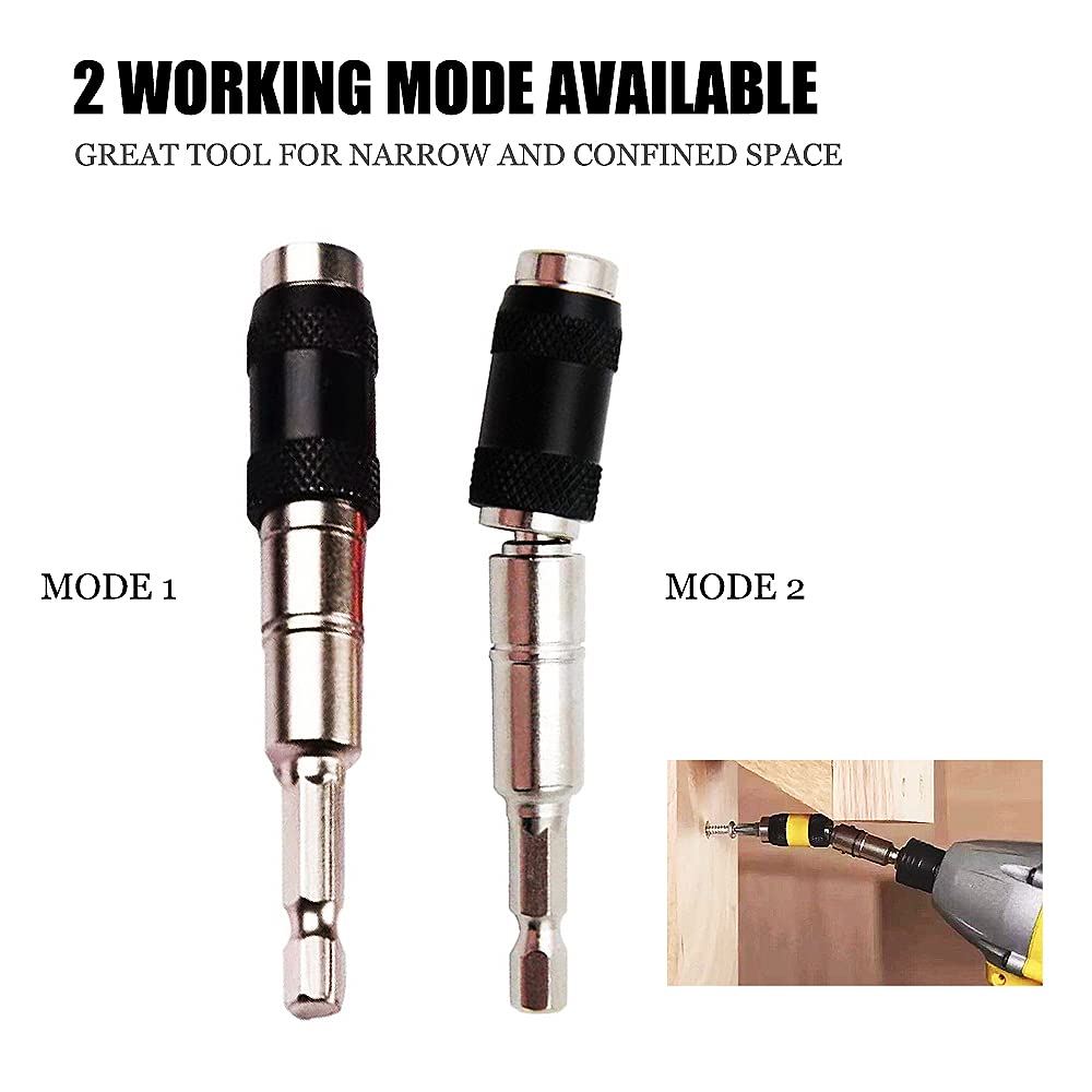Right Angle Drill Attachment Impact Angled Magnetic Drill Bit Holder Swivel Drill Bit Impact Extension Set for Tight Spaces Adapter, 105° Driver,