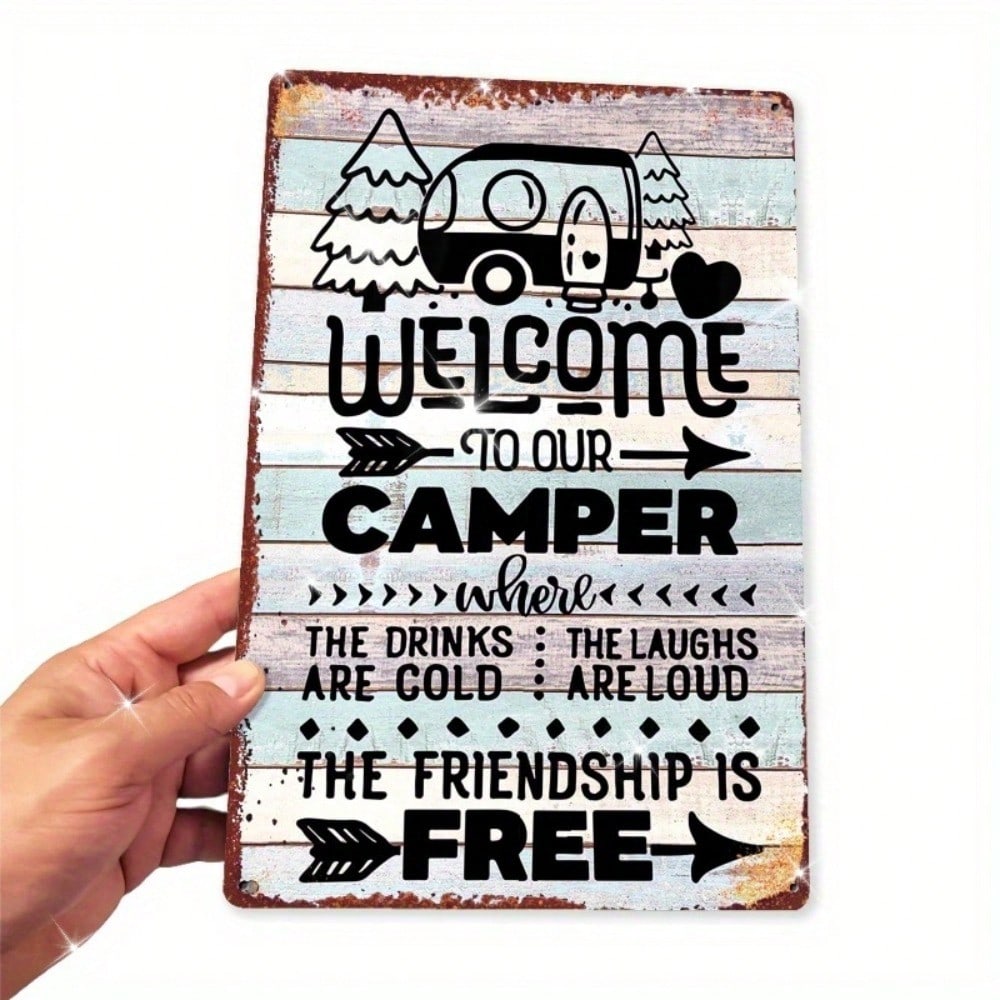 Metal Tin Sign Farmhouse Kitchen Decor Apple Basket Fruit Storage Bin Checkered Fabric Organizer