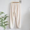 Winter Couple Fleece Pajama Pants Thick Warm Solid High Waist Cinched Fleece Lounge Pants for Home & Outdoor Wear