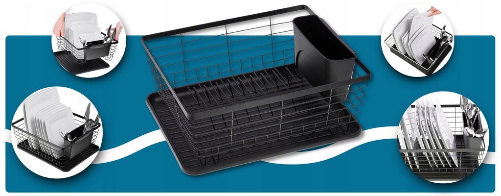 Dish Dryer Standing Basket Drainer For Dish Cutlery With Tray