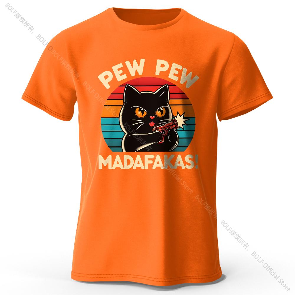 Cute Hand-Drawn Cat Doodle Print 100% Cotton T-Shirt, Ultra Soft Round Neck Short Sleeve Tee for Men & Women
