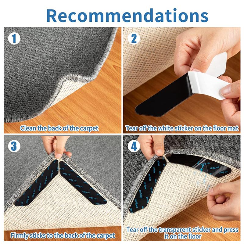 Carpet Non-slip Sticker Reusable Washable Anti Curling Carpet Patch Fixed Stickers Floor Rug Mat Tape Gripper Corner Mat