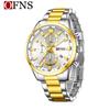 OFNS Cross-Border Men's Multifunctional Luminous Watch with Calendar and Sunburst Dial, Three Eyes, Six Hands, Waterproof.