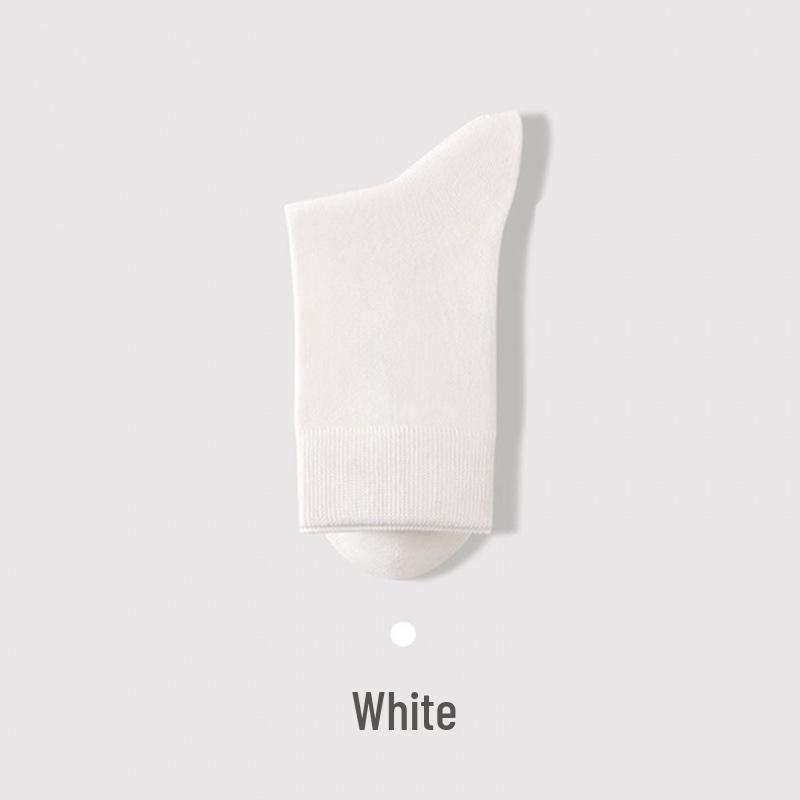 

Zhuji Spring/Autumn Men s Mid-Calf Cotton Socks: Odor-Absorbing, Sweat-Wicking, Solid Color Business Socks One Size белый
