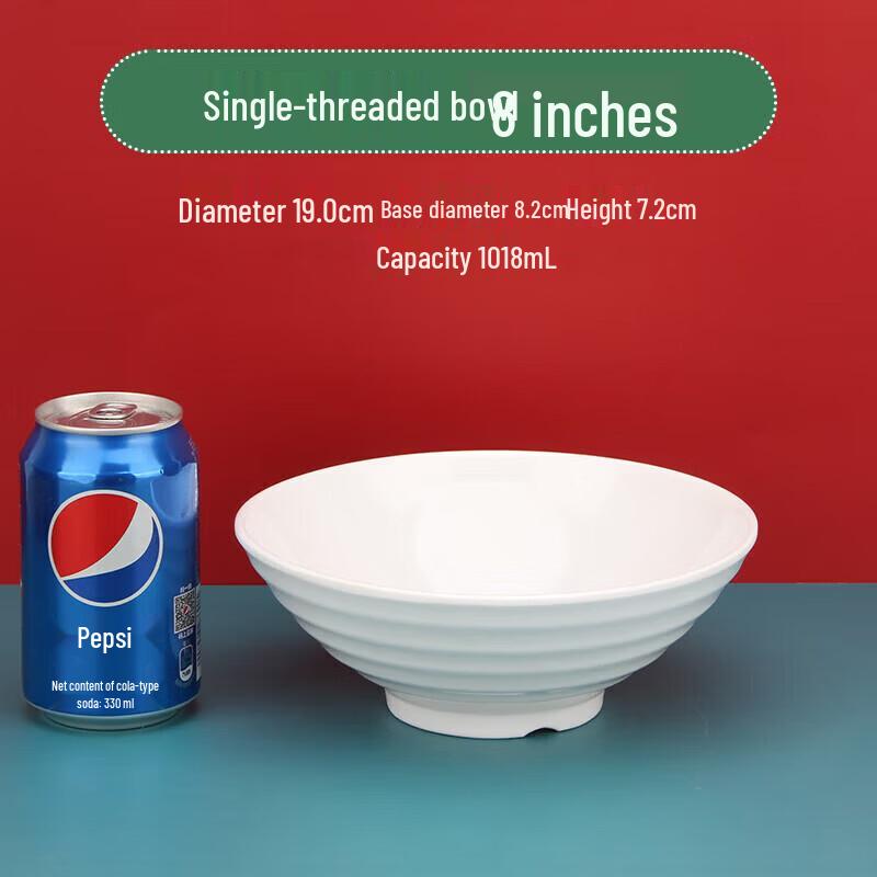 

8-inch White Melamine Ribbed Ramen Bowl