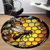 1pc Bee Honeycomb Office Round Area Rug, Under Office Chairs Bedroom Living Room Home Decor, Room Deco