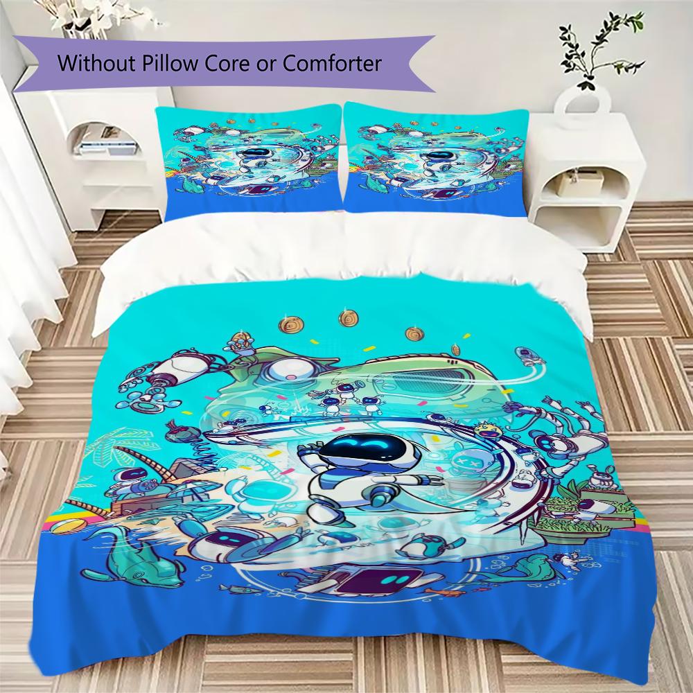 Parure de lit ASTRO BOT motif uilt Set uilt Housse Taie d'oreiller Décoration de maison Cadeau d'anniversaire (1 * housse de couette + 2 * taie d'oreiller sans garnissage)