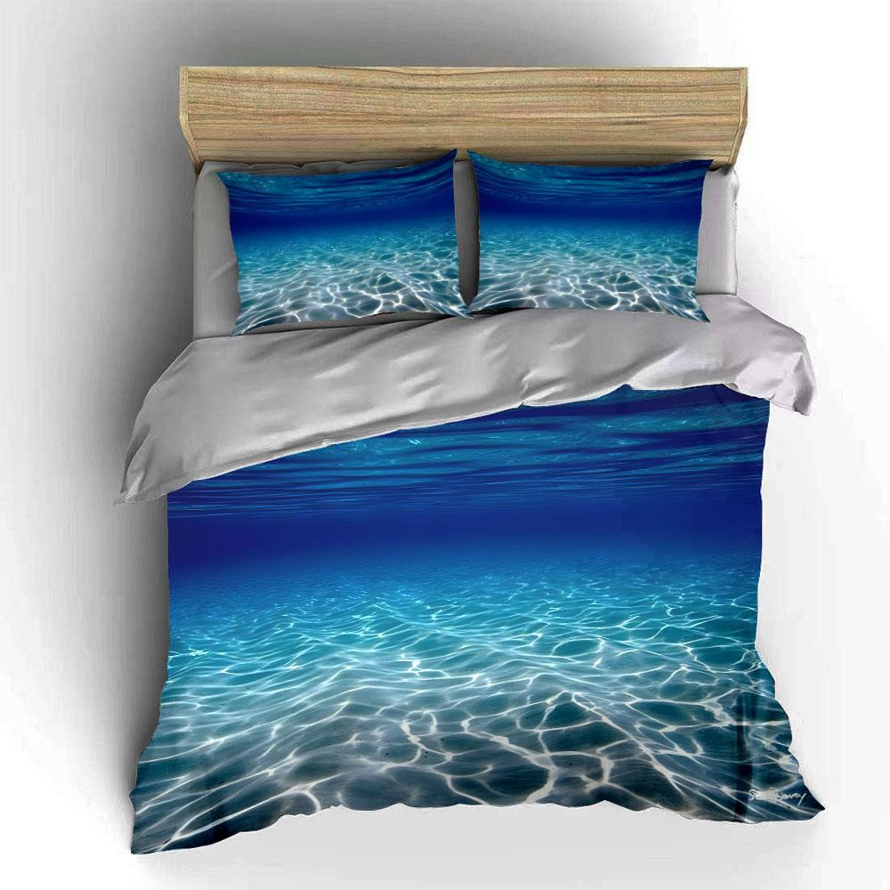 Clear Seawater Ripple Patterns Bedding Set 1 Duvet Cover 2 Pillowcases For Adult And Children Luxury Gift Full Size