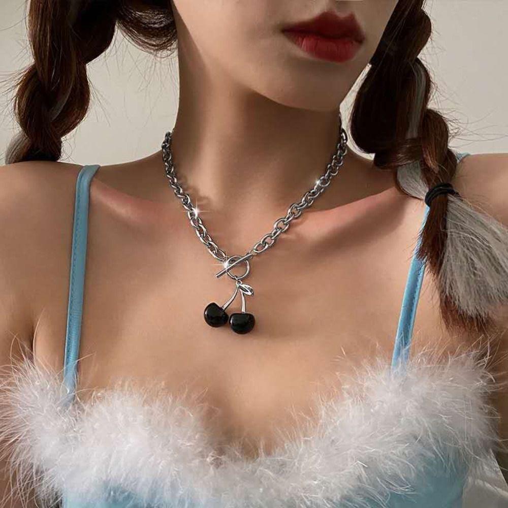 Resin Red Cherry Bracelet Fruit Party Jewelry Versatile Collar Chain Banquet