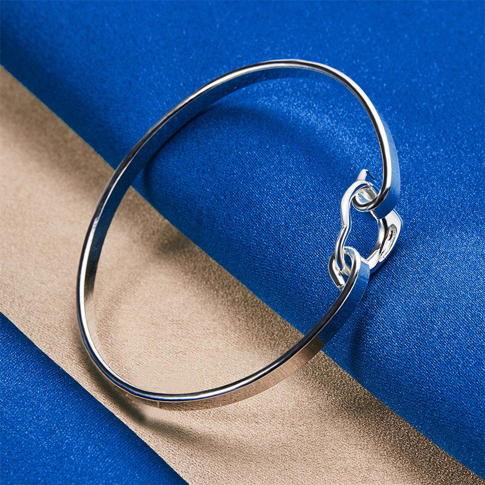Elegant 925 Sterling Silver Exquisite Heart-shaped Bracelet, Women's Fashion Party Jewelry, Wedding Accessories