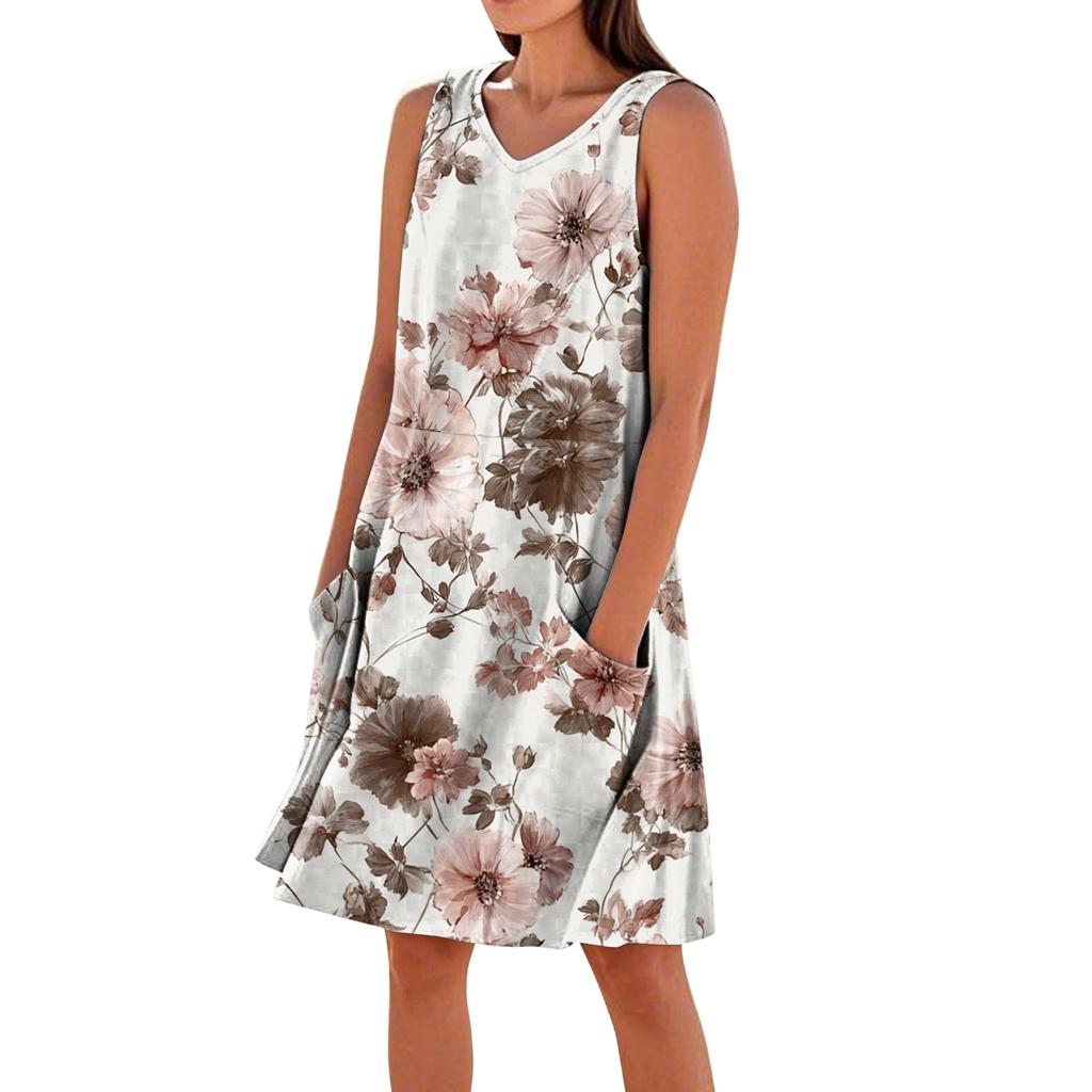Summer Dresses for Women 2026 Casual Floral Dress Sleeveless Midi Dresses for Women Graduation Dress Suitable for Women