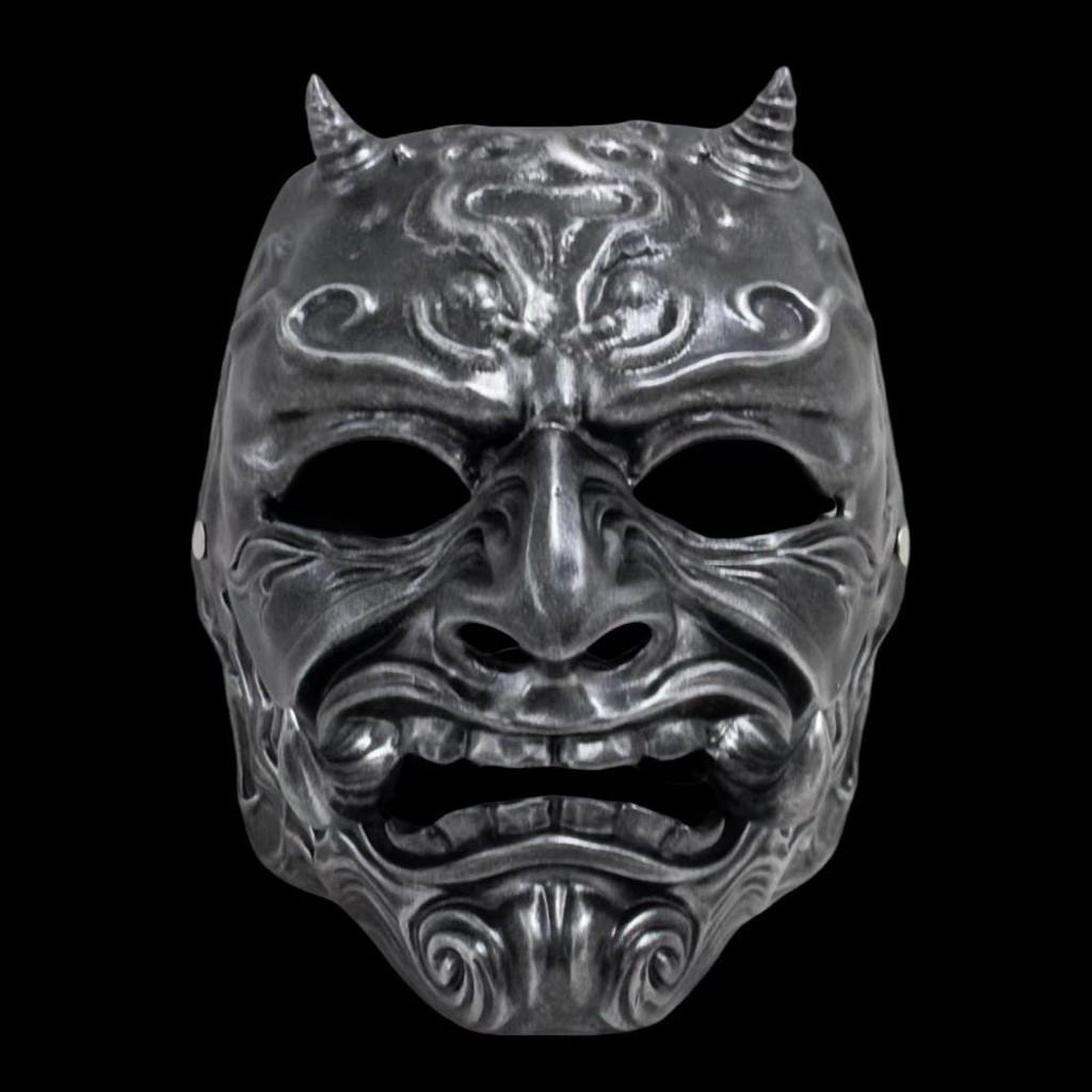 Japanese Hannya Resin Mask With Ancient Silver Finish For Christmas And Halloween