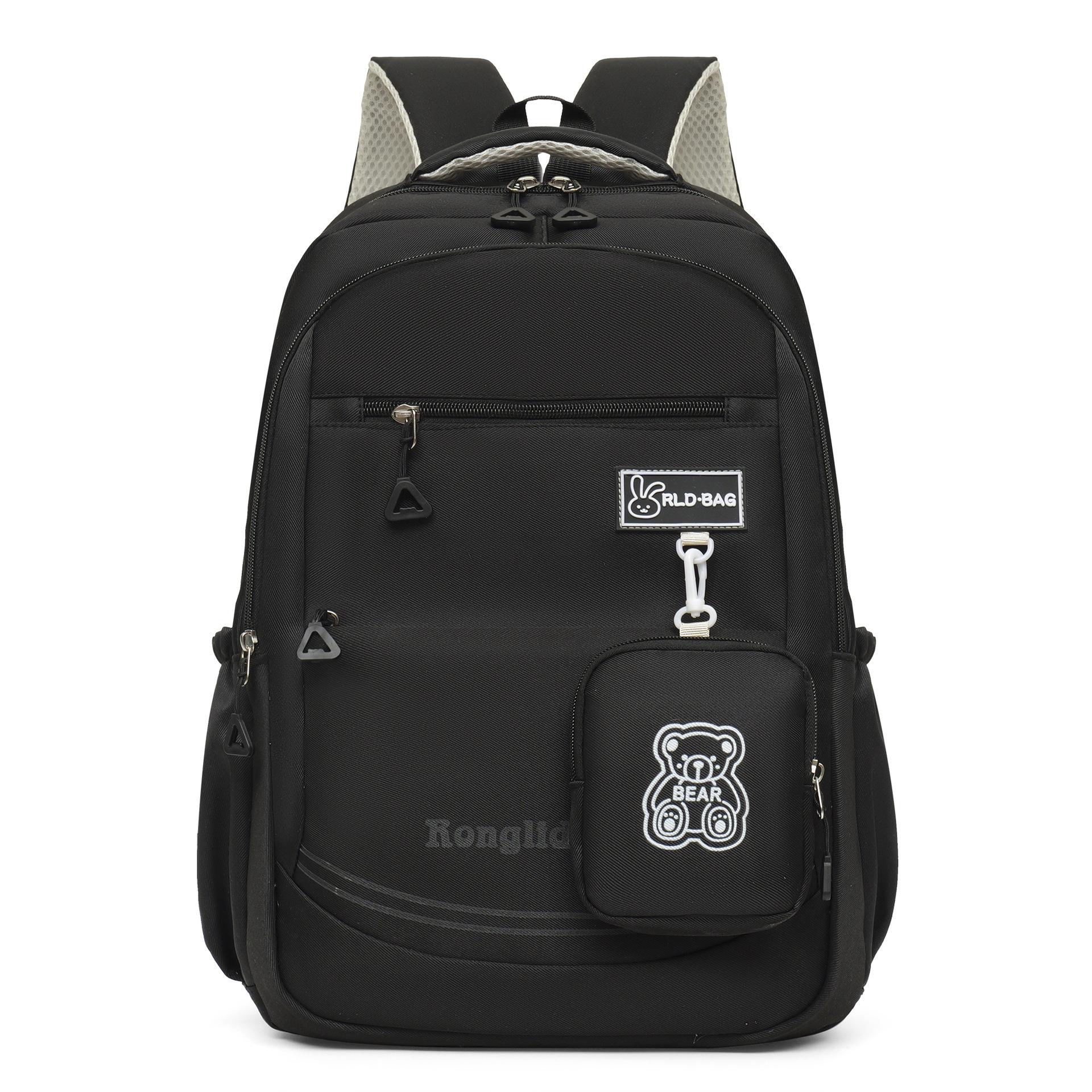 2026 New Large Capacity Lightweight Dual-Shoulder Backpack for Junior High School Girls Campus High Aesthetic Value School Bag чёрный