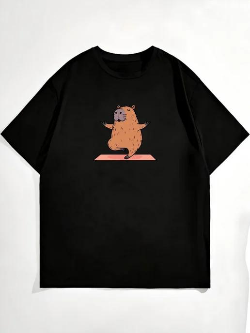 Oversized T-shirt with capybara print L